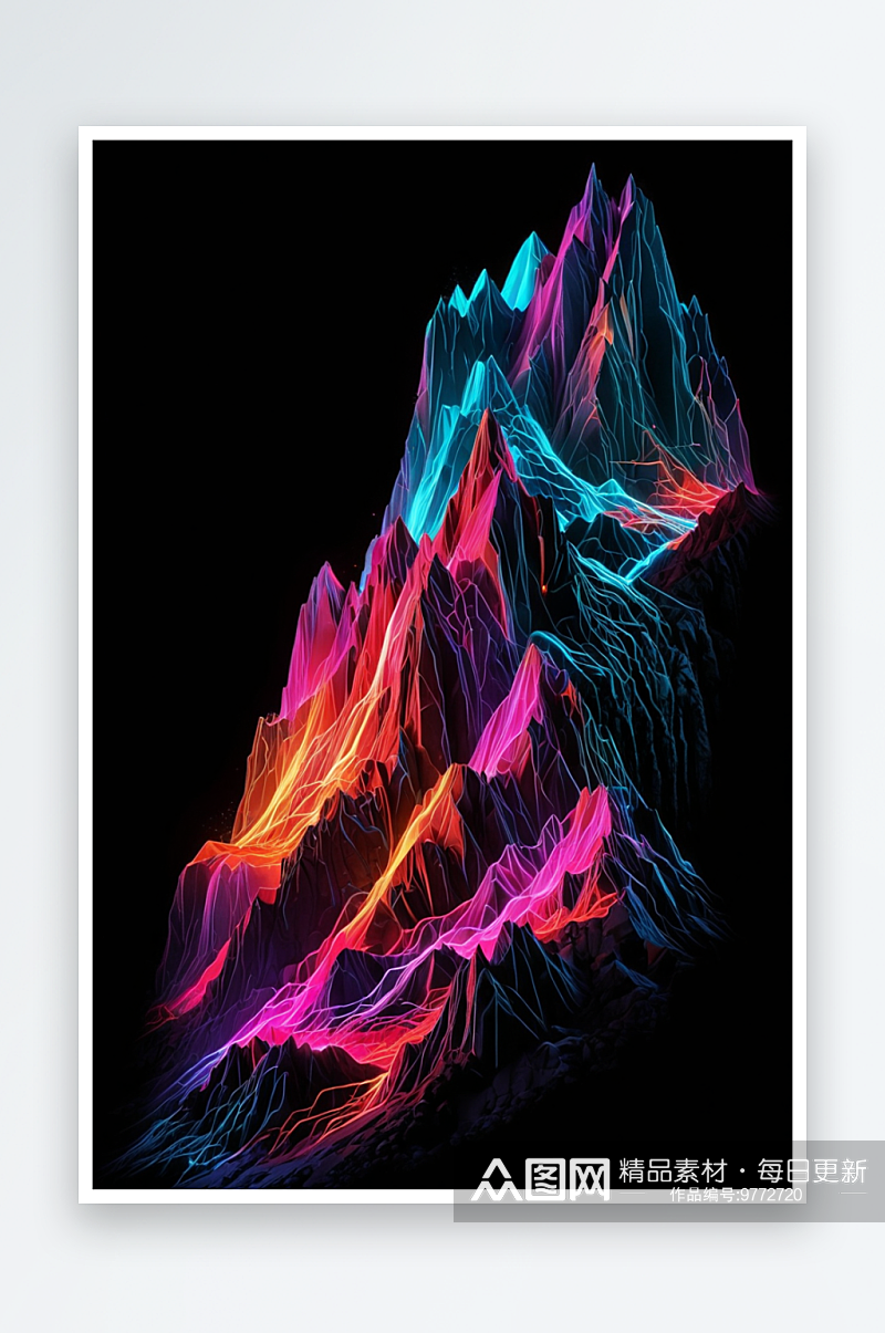 数码霓虹山脉抽象图形海报背景图片素材