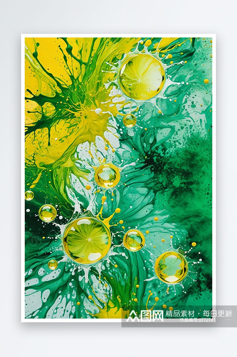 数码黄绿色水泼墨图案纹理抽象图形海报背景素材