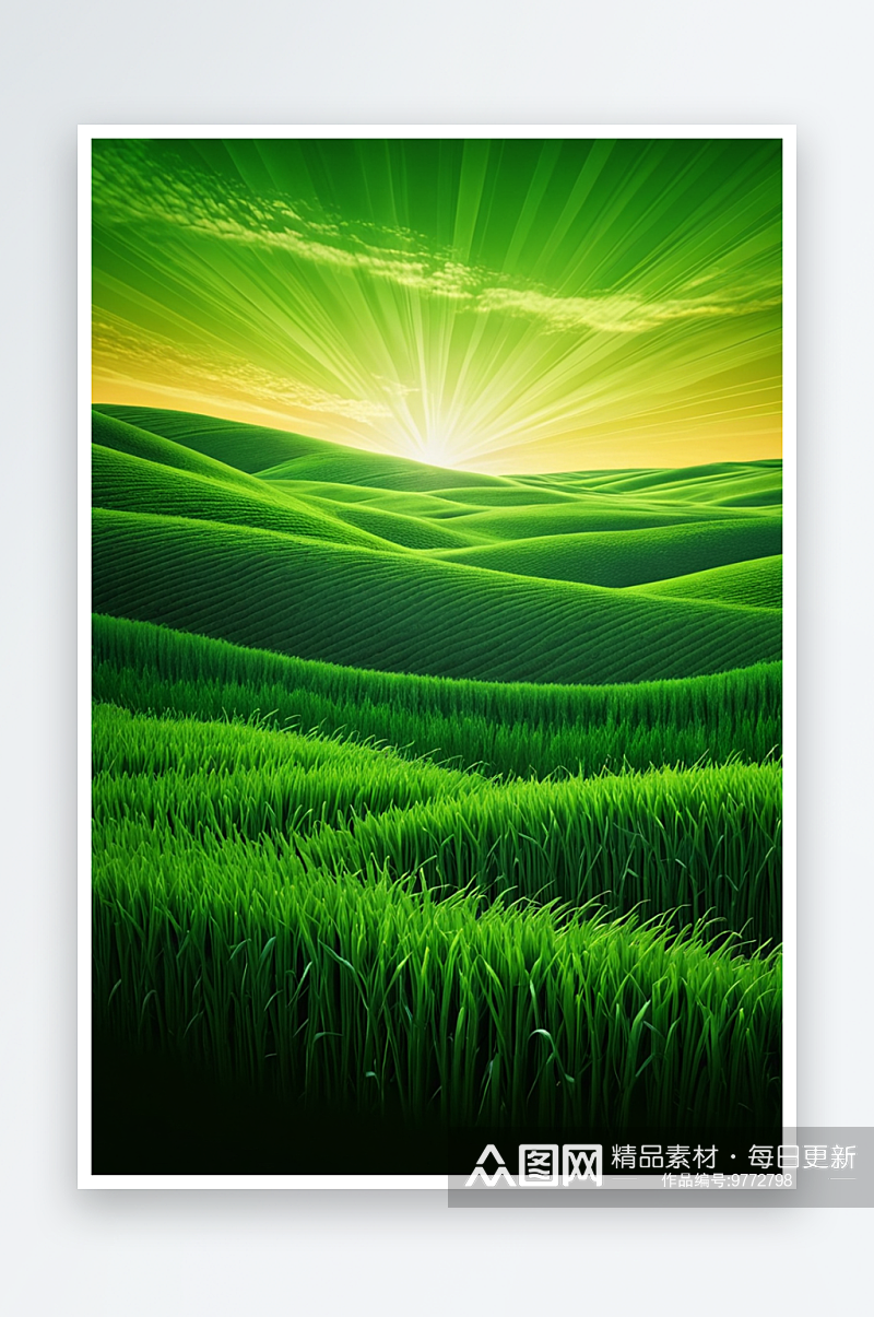 数码抽象绿色麦浪几何图案图形海报背景图片素材