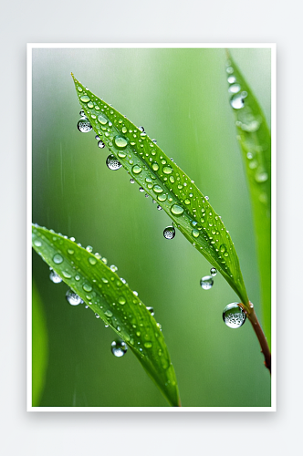 绿色叶子纯净水滴谷雨图片JPG