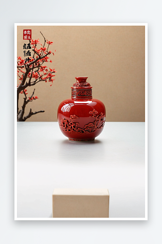 博物馆清乾隆款霁红釉玉壶春瓶图片