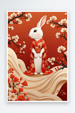 中式式建筑可爱的兔子庆祝传统中式秋佳节