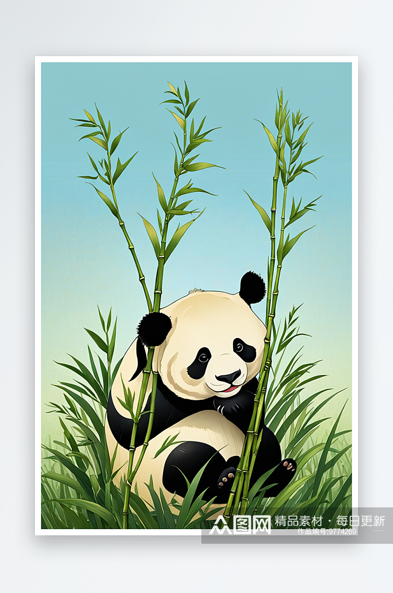 熊猫春笋艺术图片素材