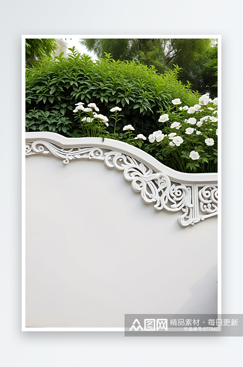 苏式园林白墙局部中式元素留白背景素材