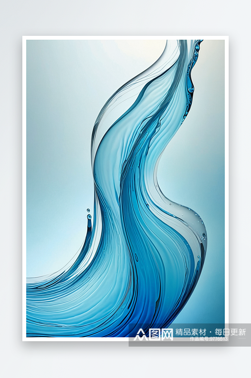 蓝色水面与透明玻璃渲染素材