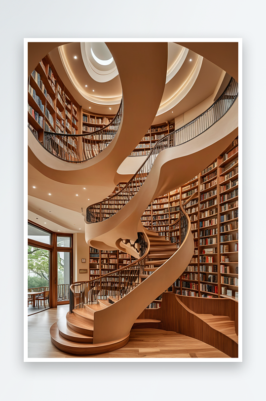 江苏南京书店内的楼梯与书柜