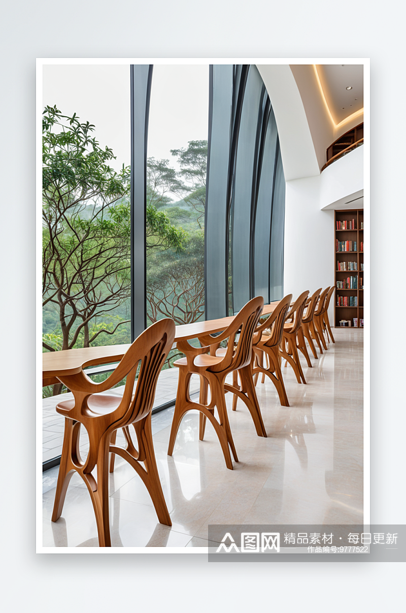 广西柳州市图书馆新馆靠窗高脚椅素材