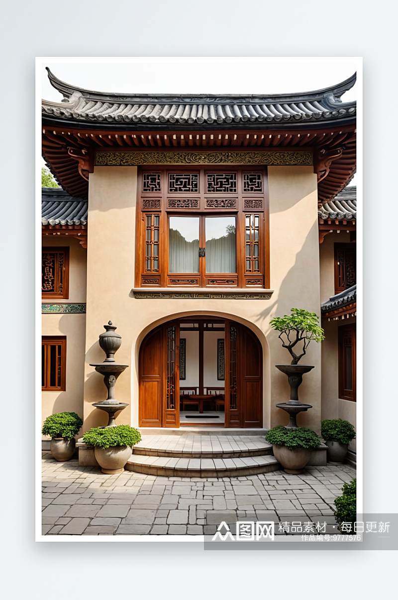 古风中式式传统庭院房屋古建筑素材