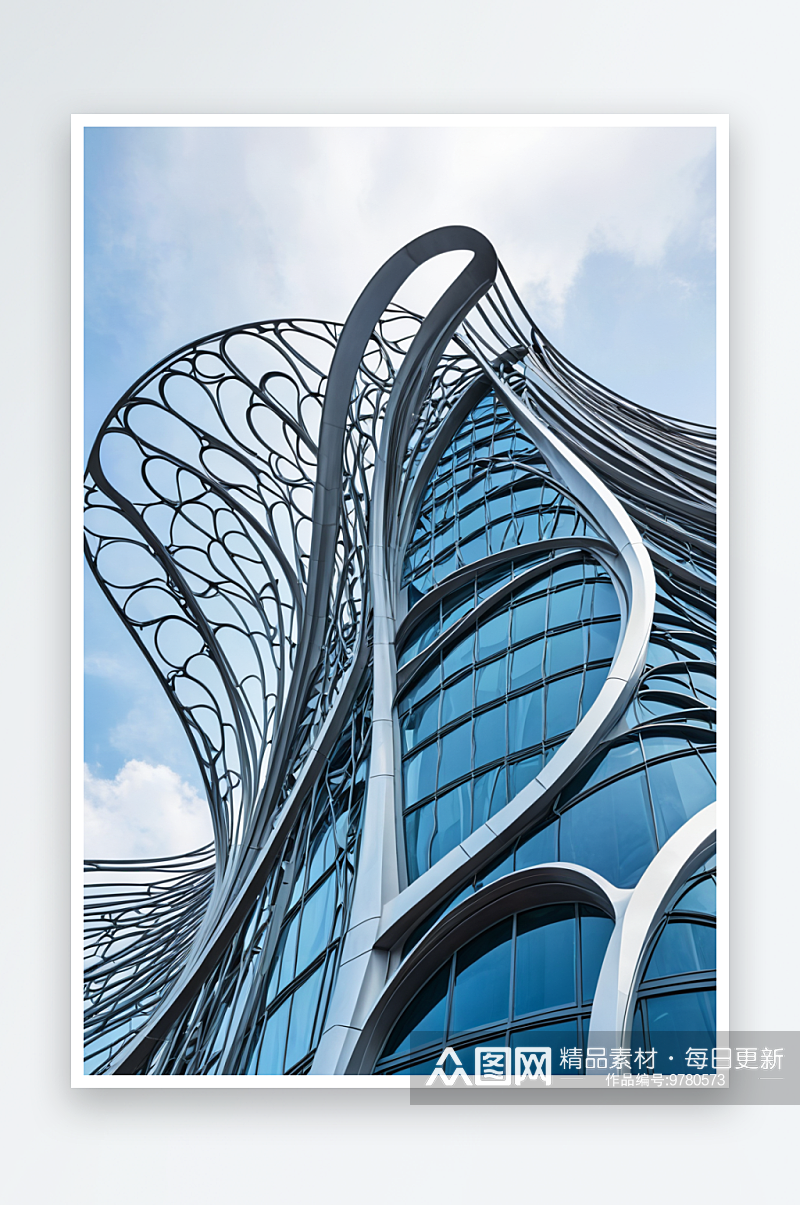 抽象的钢结构时尚建筑素材
