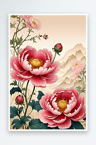 中式古风牡丹花图片