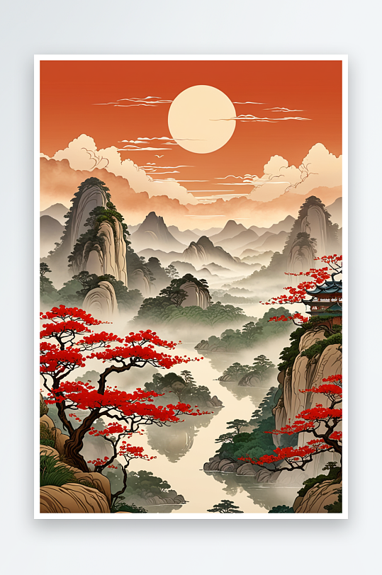 中式风山水风景图片