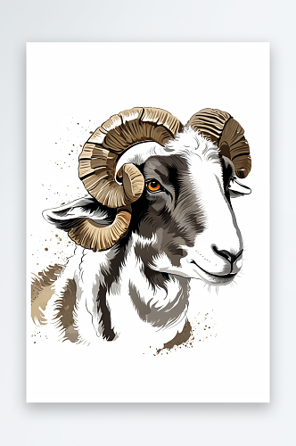羊的头部插画图片