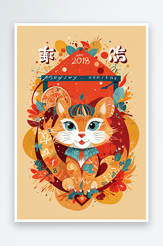 新年日历封面海报绘画插图