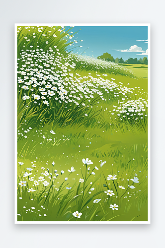 唯背景元素组图共多幅草原上的小白花