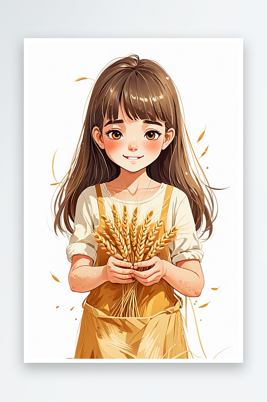 数字艺术庆祝麦子丰收插画