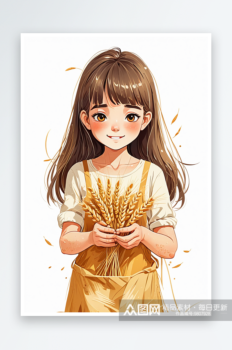 数字艺术庆祝麦子丰收插画素材
