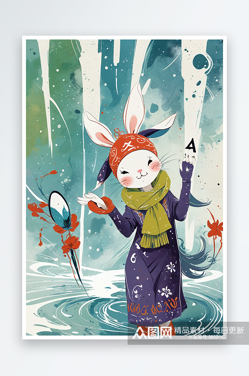 十二生肖系列插画生肖完整多套兔女郎素材