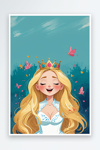 人物插画系列闭着眼睛的幸福公主