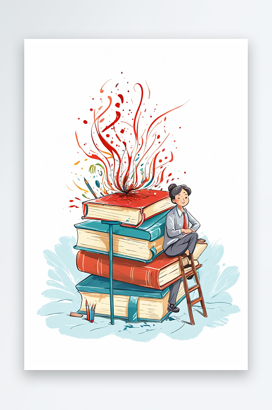 教师节插画辛勤劳动白底