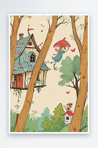 简笔画儿童童话故事绘本之森林房子
