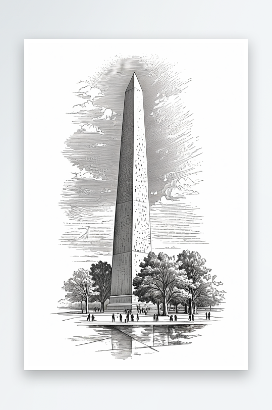华盛顿纪念碑的旧雕刻插图华盛顿特区家广场