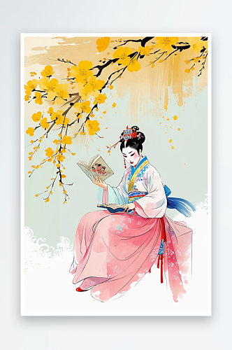 非物质文化遗产京剧演员在表演女人读书