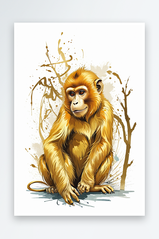 动物插画系列作品共幅金丝猴