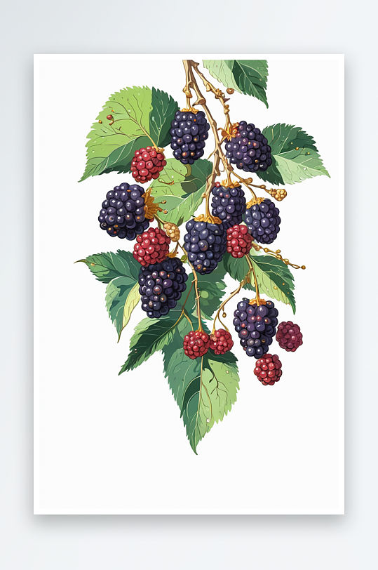春分桑葚插画图片