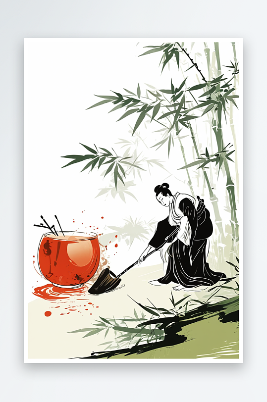傳統(tǒng)文化古代詩(shī)詞人物插圖竹林飲酒
