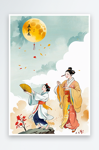 传统文化古代服装中秋节赏月文学插图