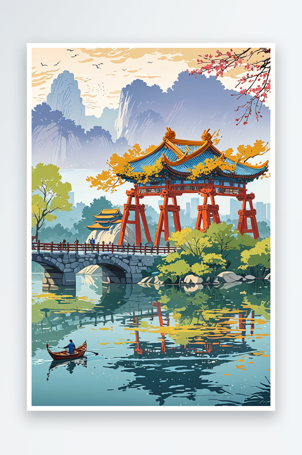 潮城市济南大明湖素材