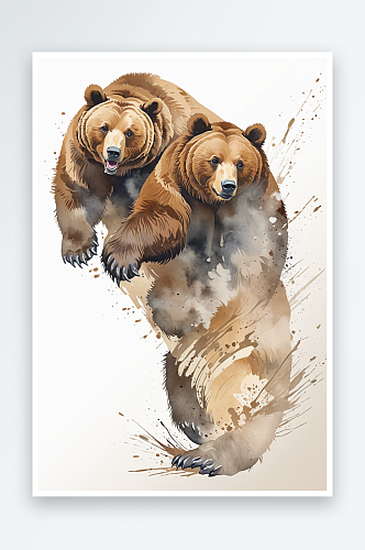 插图日本本土动物北海道棕熊