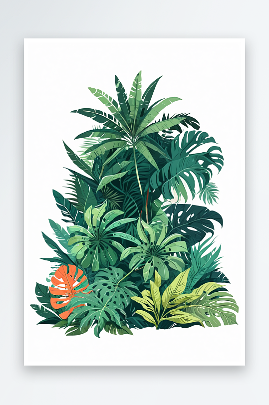 扁平风插画热带植物