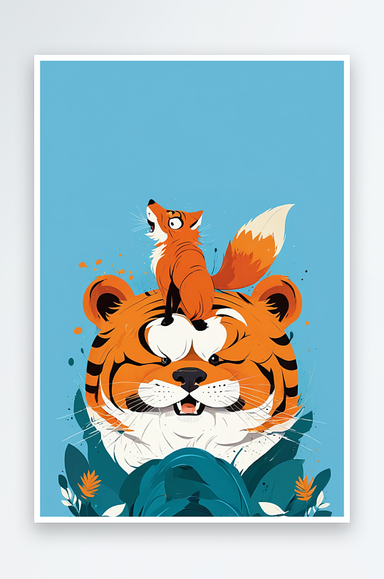 背景分离动物系列组图共多幅老虎与狐狸的故