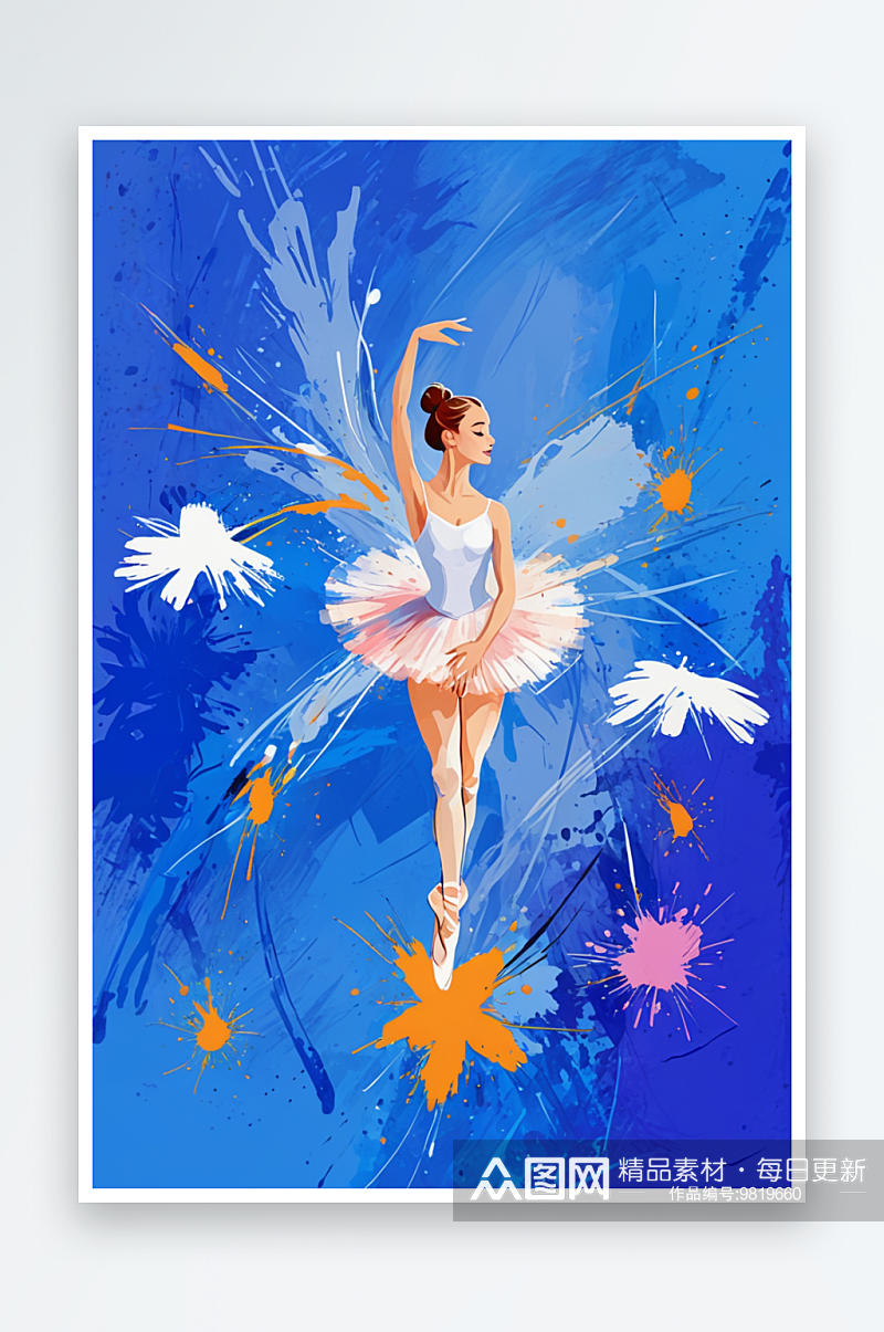 芭蕾女孩蓝色背景素材