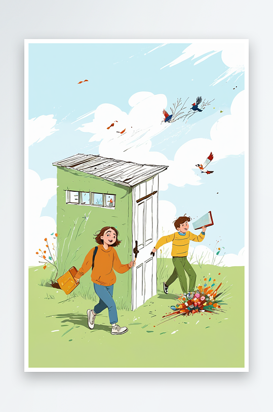 寒假过后春季开学读书的少年