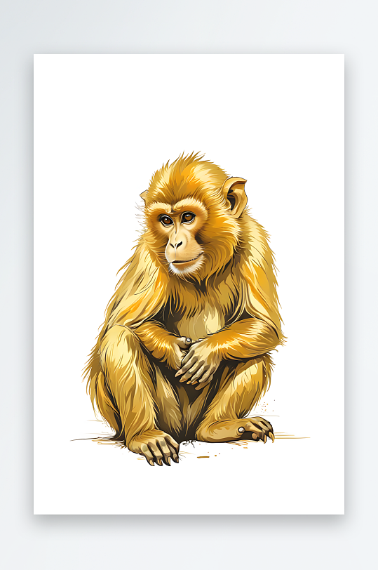 动物插画系列作品共幅金丝猴