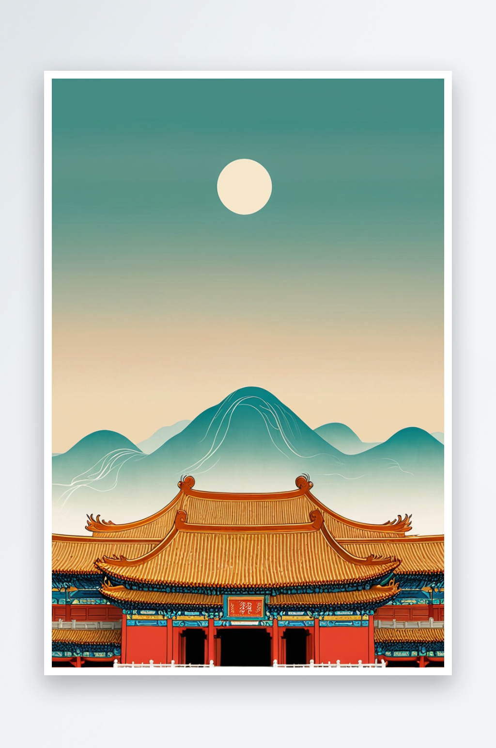 紫禁城中风插画图片素材