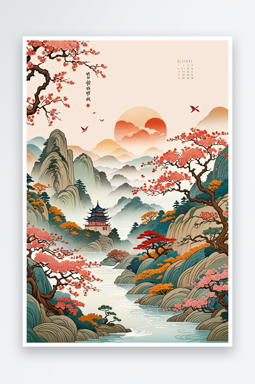 中式传统国潮风景素材