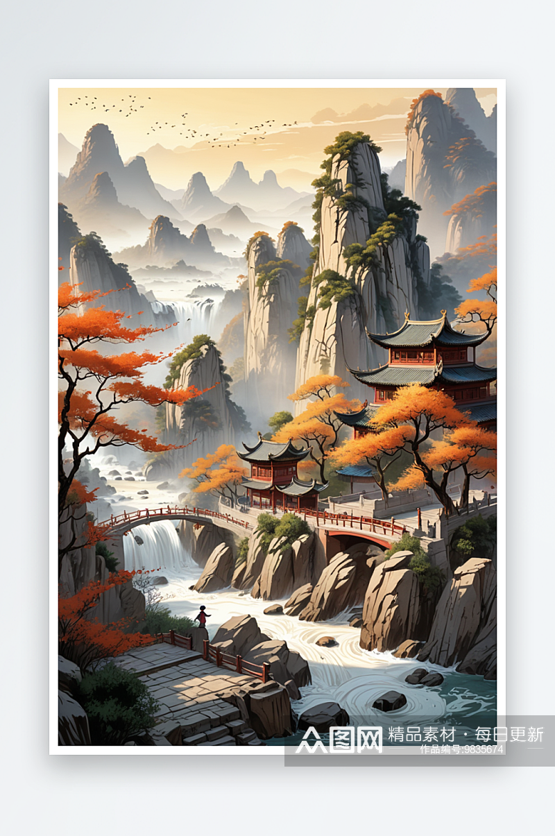 中式古风风景图片素材