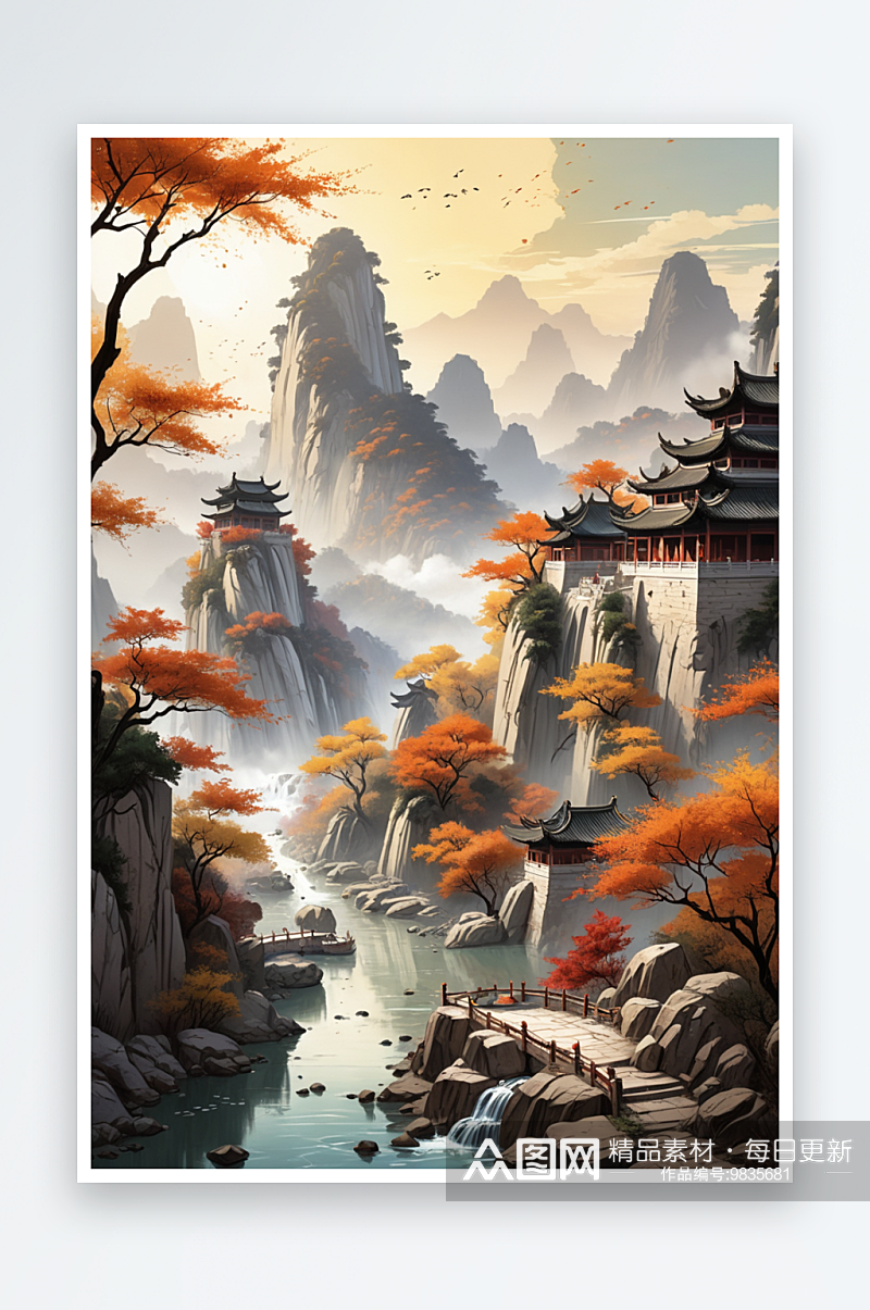中式古风风景图片素材