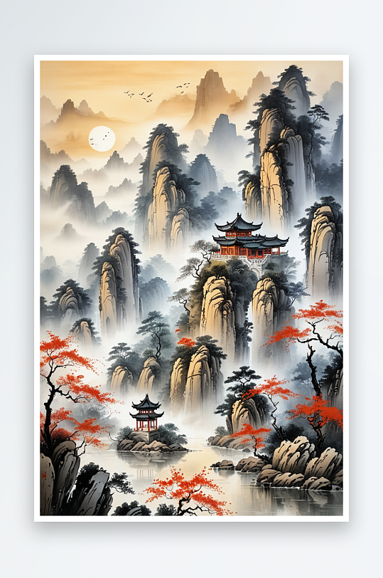 中式山水图片素材