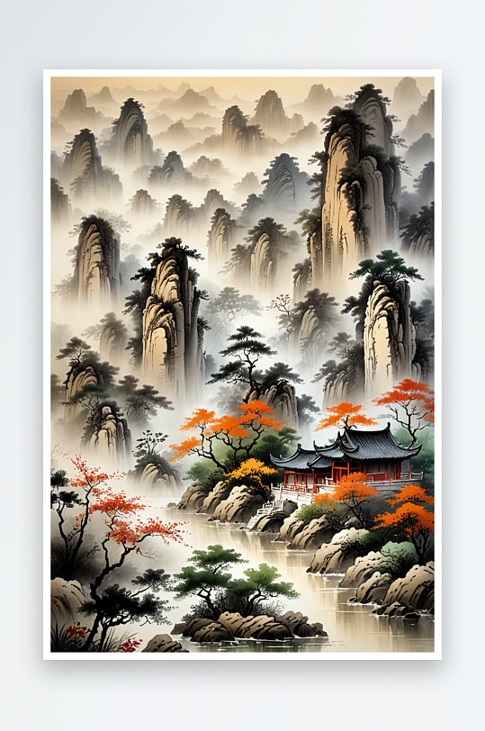 中式山水图片素材