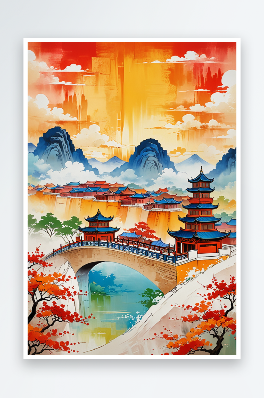 中风潮少数民族城市建筑素材
