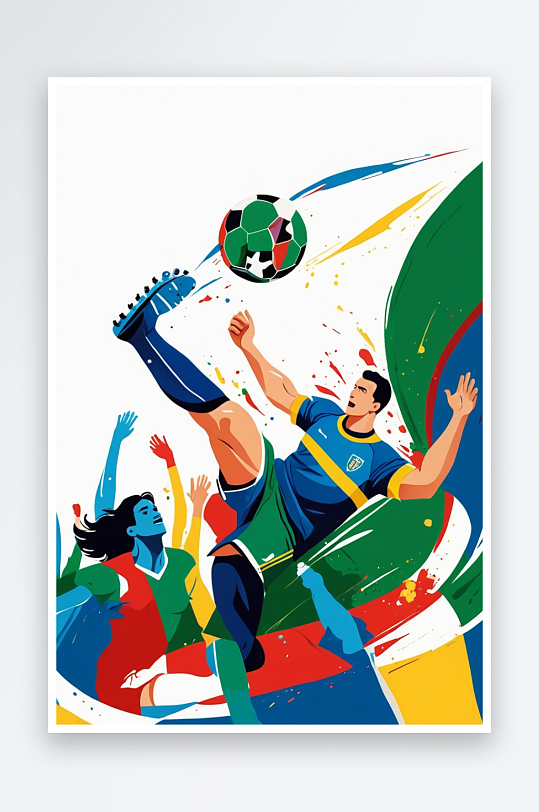 卡通手绘足球比赛世界足球日世界杯踢足球海