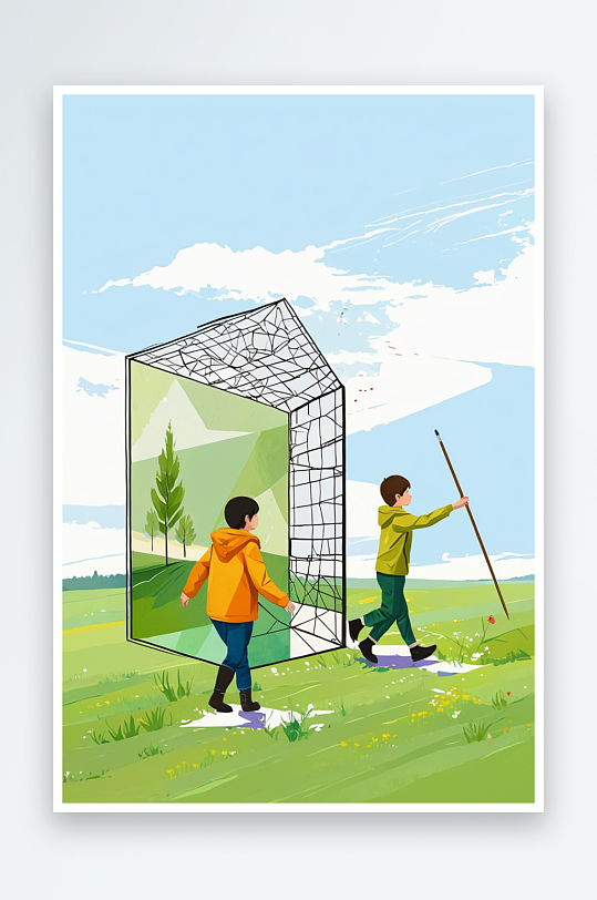 寒假过后春季开学读书的少年