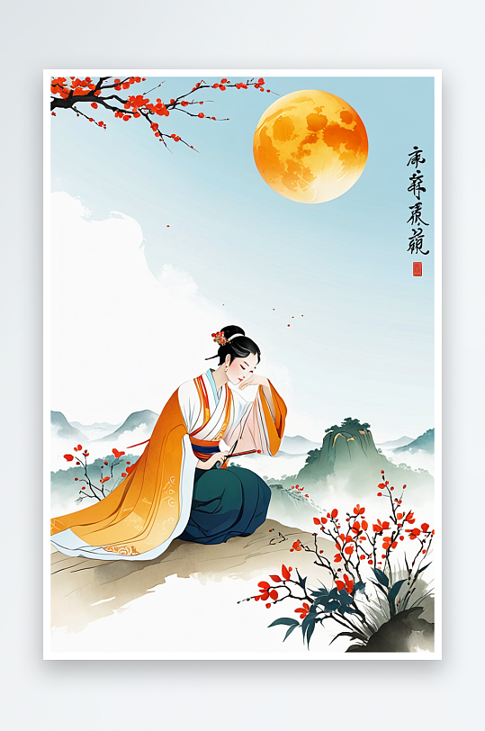 传统文化古代服装中秋节赏月文学插图