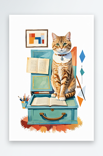 探险家猫的书房图片