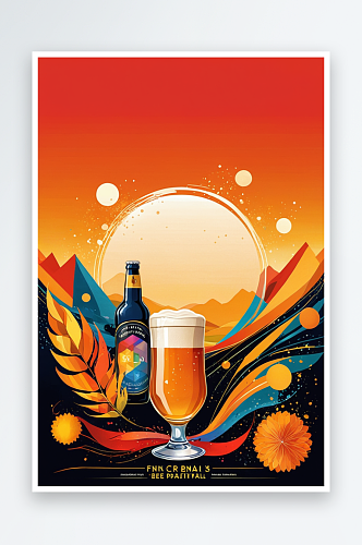 数字艺术啤酒节插画海报