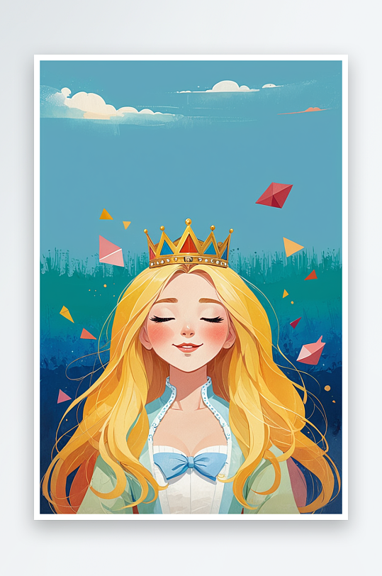 人物插画系列闭着眼睛的幸福公主